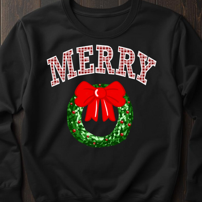 Merry Wreath PNG Digital Download |Christmas SWEATSHIRT & T-Shirt Design