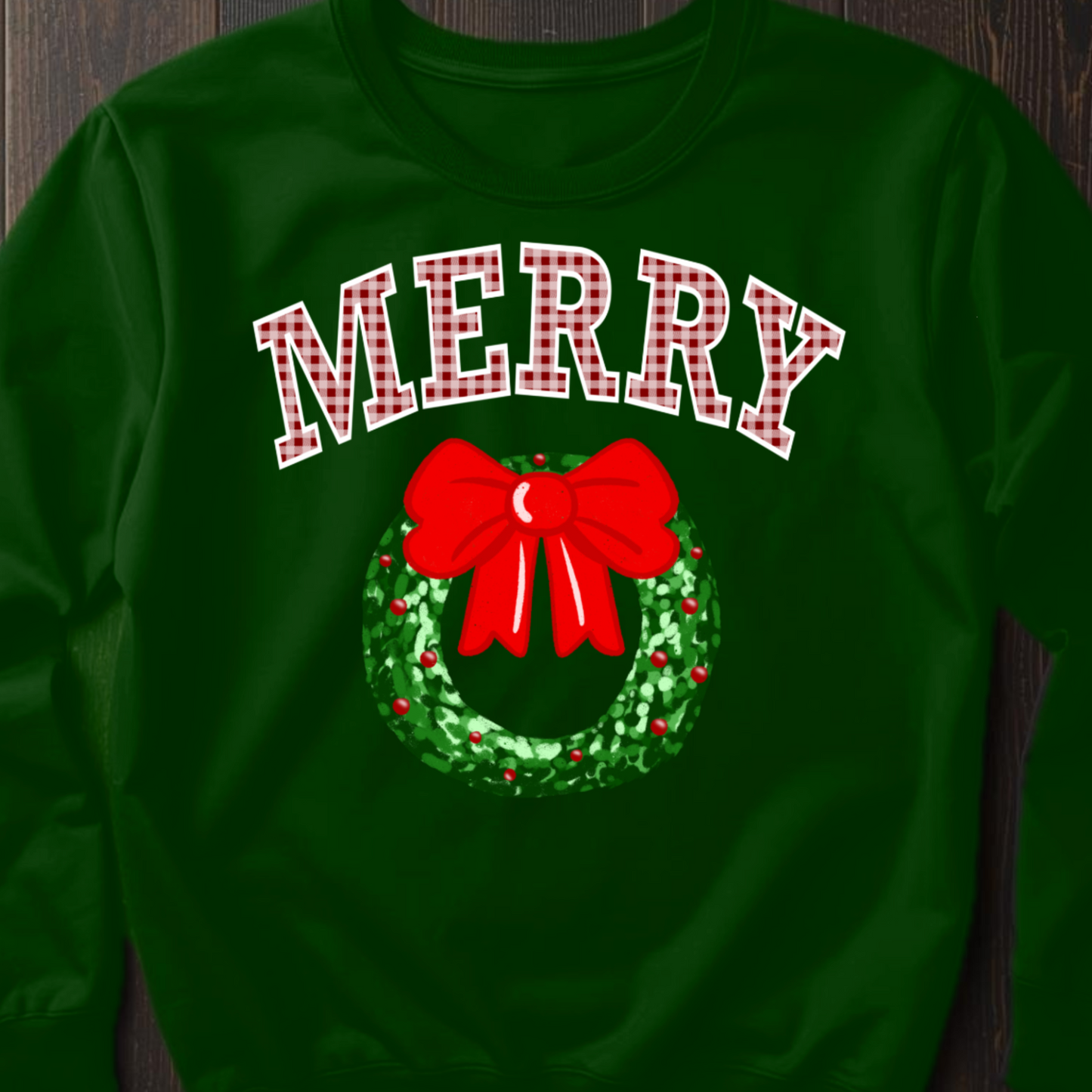Merry Wreath PNG Digital Download |Christmas SWEATSHIRT & T-Shirt Design